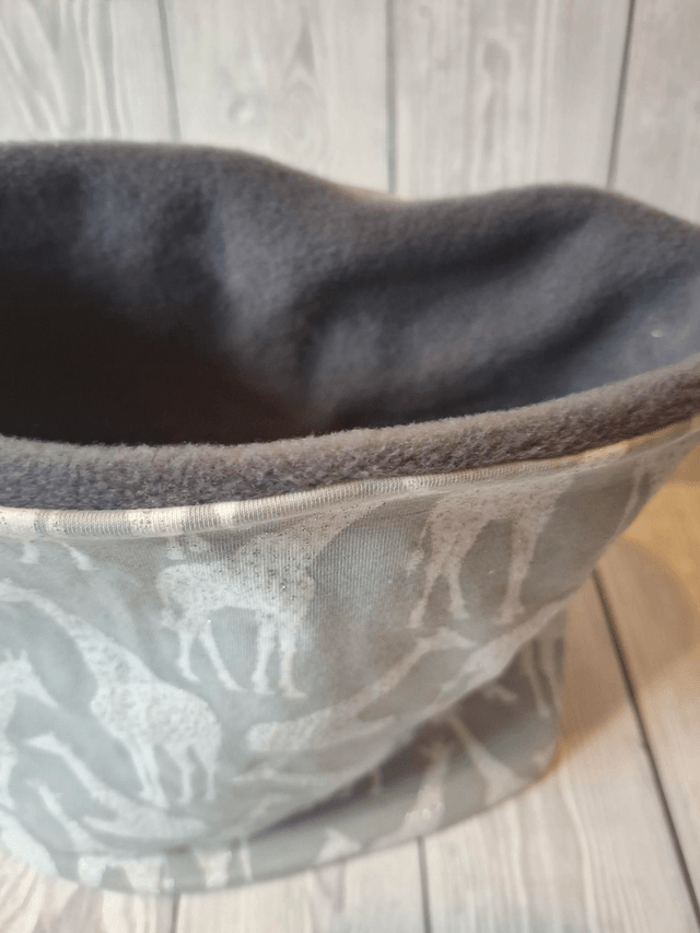 Giraffe Neck Warmer, Snood with Dark Grey Fleece, 