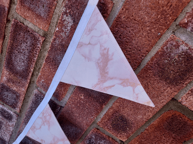 Outdoor Waterproof Rose Gold Marble Bunting, Garland, Wall Hanging