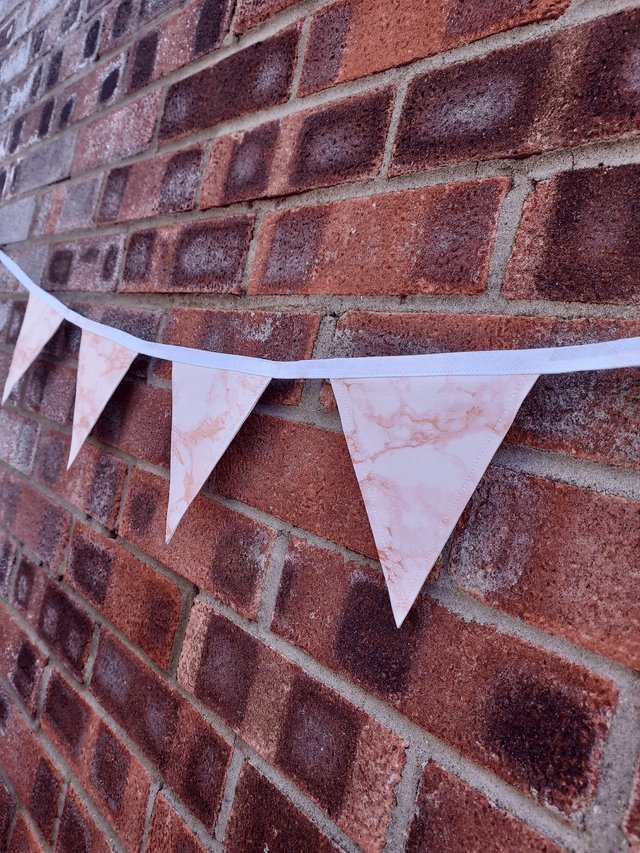 Outdoor Waterproof Rose Gold Marble Bunting, Garland, Wall Hanging