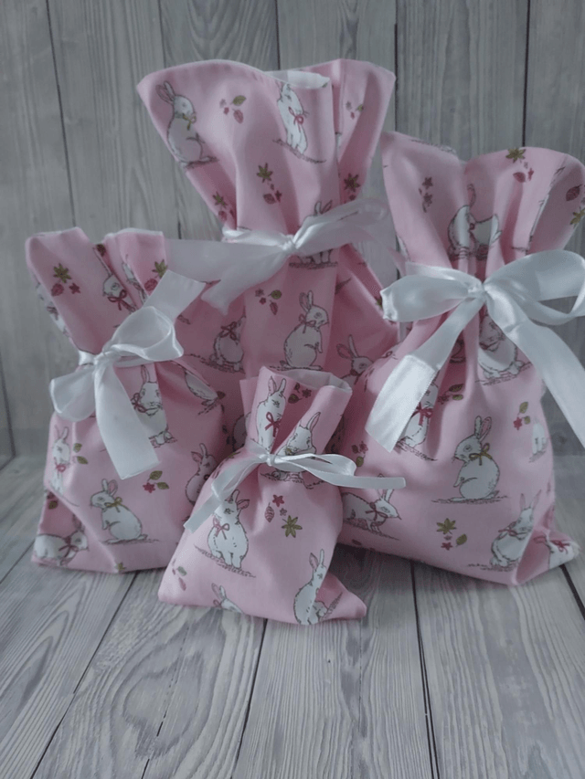 Baby Pink Easter Bags Cotton Reusable Gift Bags, Party Bags, Gift Bags, Easter Bunny New Born Baby, Mothers Day Gift, Easter Eggs fully lined