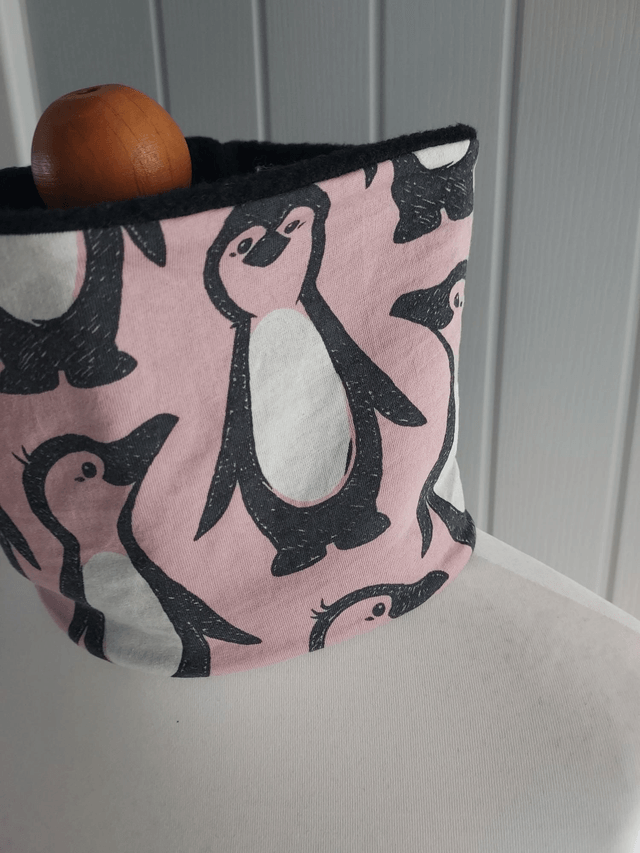 Penguin Neck Warmer, Snood with Black Fleece,