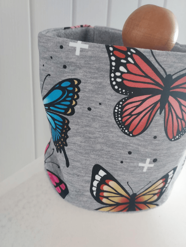 Butterfly Neck Warmer, Snood with Grey Fleece,