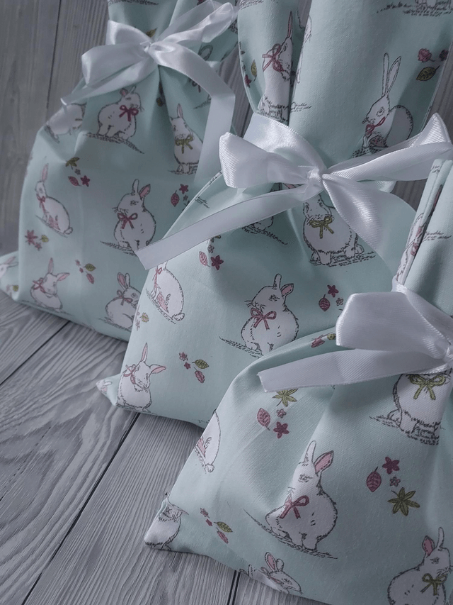 Baby Green Easter Bags Cotton Reusable Gift Bags, Party Bags, Gift Bags, Easter Bunny New Born Baby, Mothers Day Gift, Easter Eggs fully lined