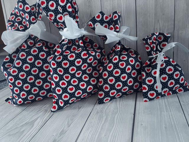 Valentines Gift Bags ~ Valentines Gift ~ Wedding ~ Anniversary ~ Reusable Fabric Gift Bags - Engagement Gift - Galentines Gift 