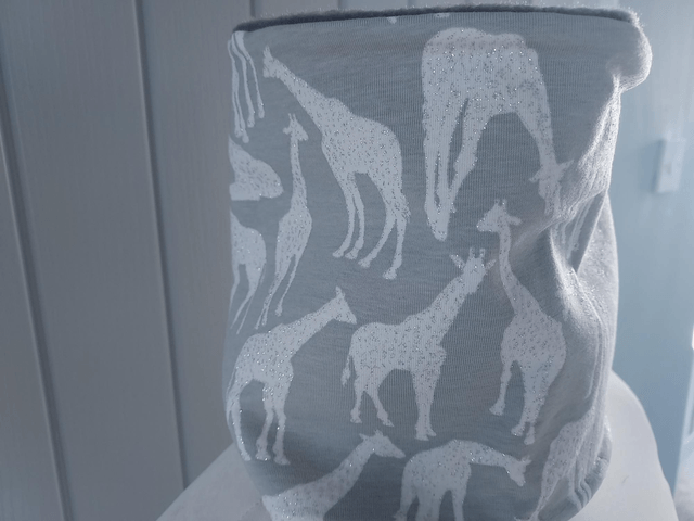 Giraffe Neck Warmer, Snood with Grey Fleece, 