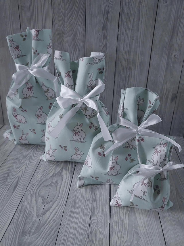 Baby Green Easter Bags Cotton Reusable Gift Bags, Party Bags, Gift Bags, Easter Bunny New Born Baby, Mothers Day Gift, Easter Eggs fully lined