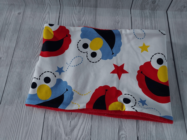 Elmo Neck Warmer, Snood with Red Fleece,