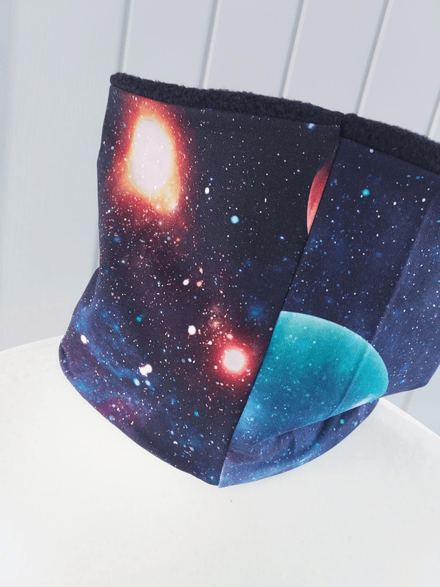 Astro Space Neck Warmer, Snood with Black Fleece,
