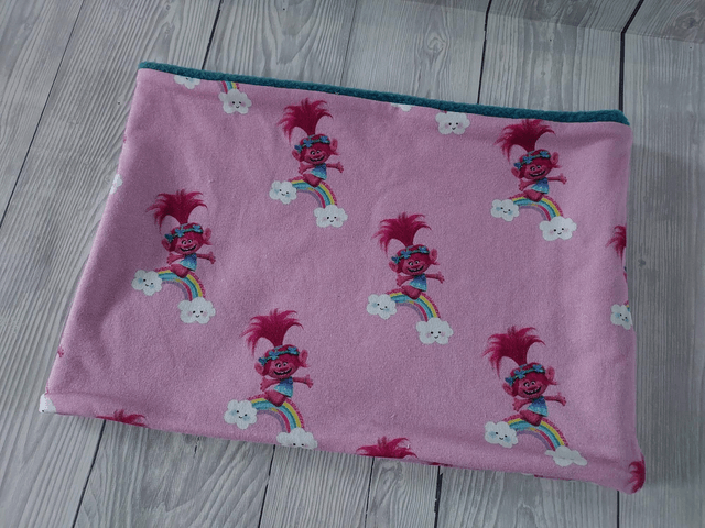 Troll Neck Warmer, Snood with Teal Fleece,