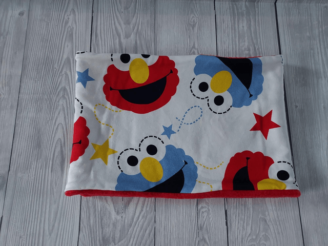 Elmo Neck Warmer, Snood with Red Fleece,
