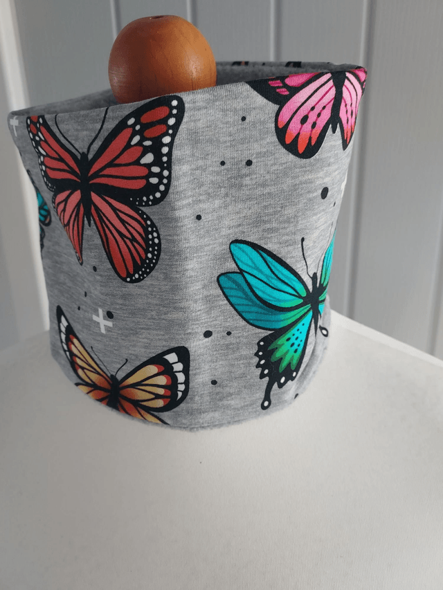 Butterfly Neck Warmer, Snood with Grey Fleece,