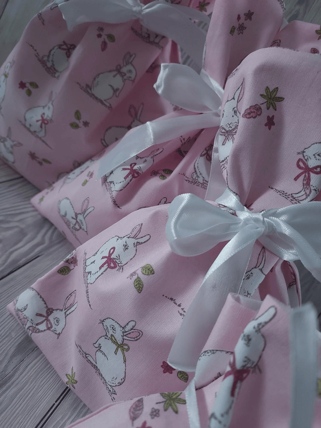 Baby Pink Easter Bags Cotton Reusable Gift Bags, Party Bags, Gift Bags, Easter Bunny New Born Baby, Mothers Day Gift, Easter Eggs fully lined