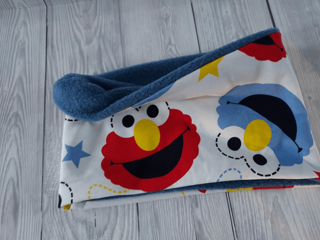 Elmo Neck Warmer, Snood with Denim Fleece,