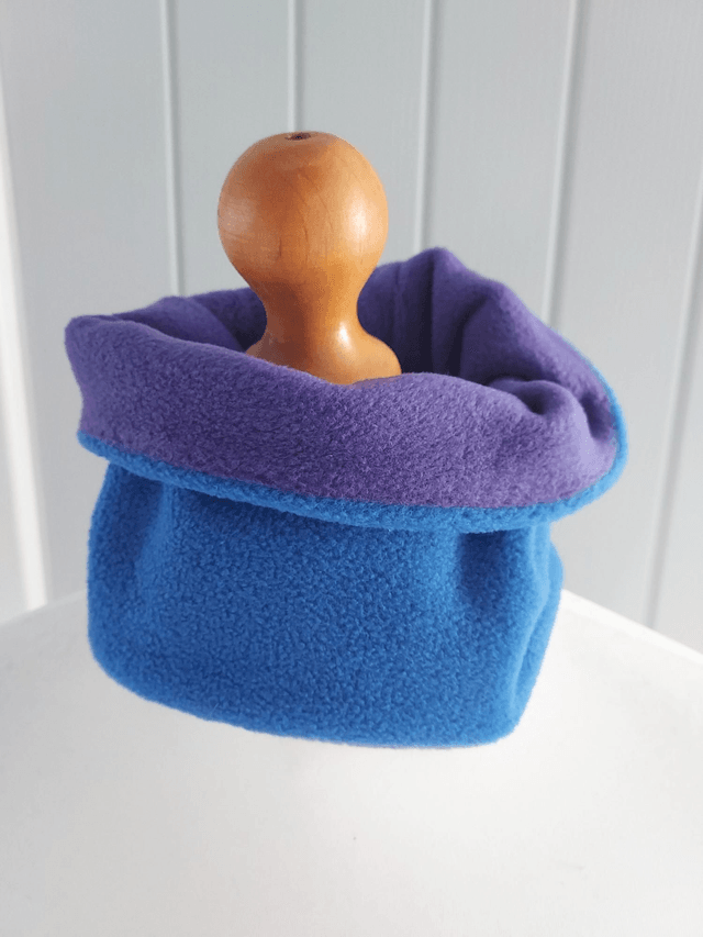 Blue Fleece Neck Warmer, Snood with Purple Fleece,