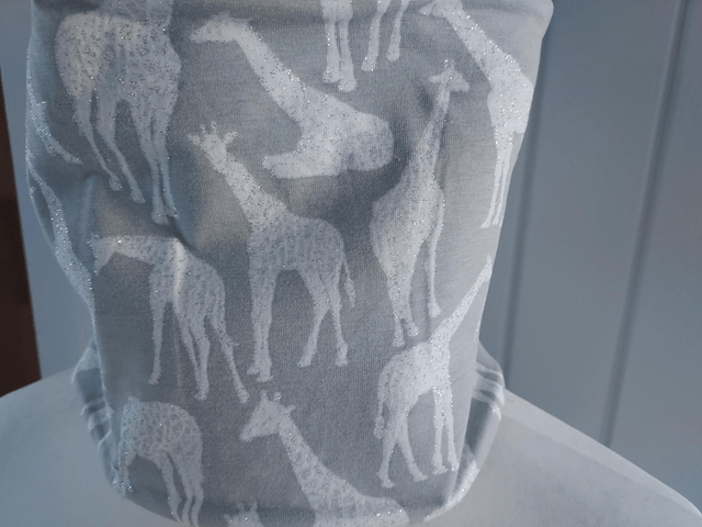 Giraffe Neck Warmer, Snood with Grey Fleece, 
