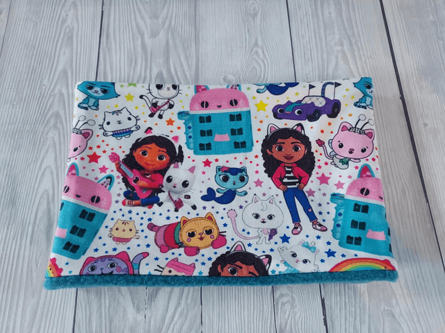Gabby's Doll house Neck Warmer, Snood with Teal Fleece,