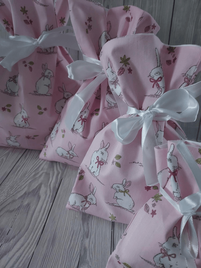 Baby Pink Easter Bags Cotton Reusable Gift Bags, Party Bags, Gift Bags, Easter Bunny New Born Baby, Mothers Day Gift, Easter Eggs fully lined