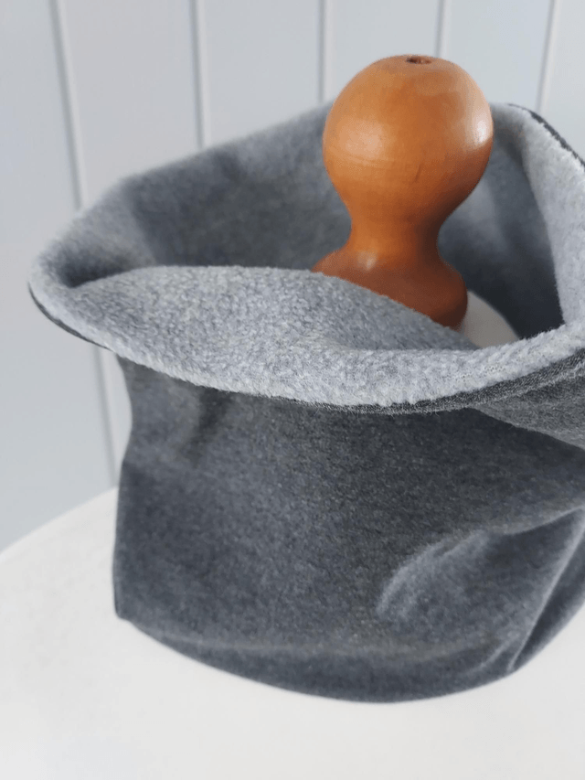 Plain Grey Neck Warmer, Snood with Grey Fleece, 