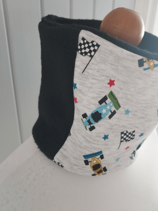 Racing Car Neck Warmer, Snood with Black Fleece,