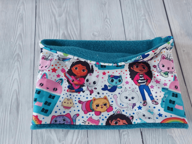 Gabby's Doll house Neck Warmer, Snood with Teal Fleece,