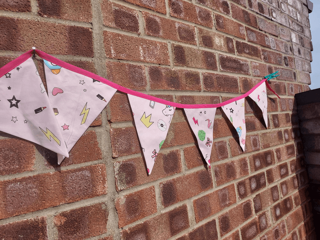 Girly Pink lol Unicorn Bunting Flags, Cotton Bunting, Garland, Wall Hanging