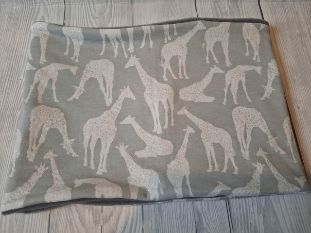 Giraffe Neck Warmer, Snood with Dark Grey Fleece, 