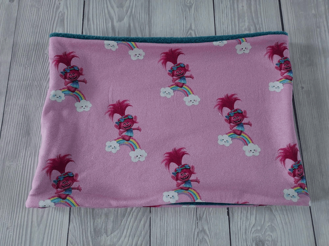 Troll Neck Warmer, Snood with Teal Fleece,