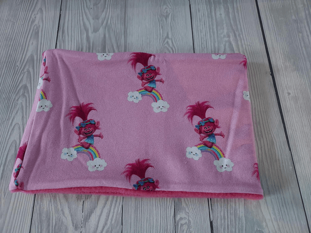 Troll Neck Warmer, Snood with Pink Fleece,