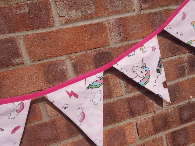 Girly Pink lol Unicorn Bunting Flags, Cotton Bunting, Garland, Wall Hanging