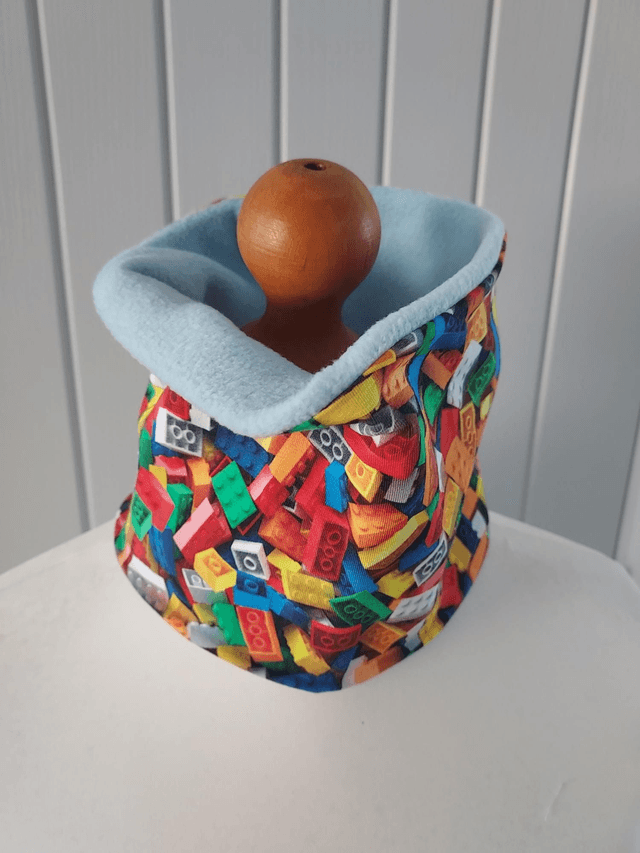 Lego Neck Warmer, Snood with Baby Blue Fleece,