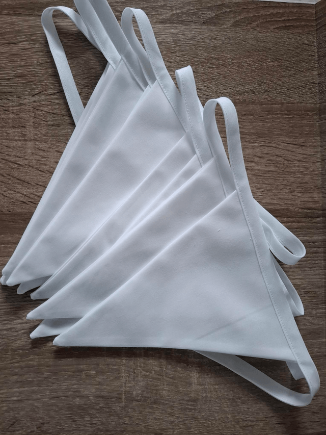Wedding White Fabric Double Sided Bunting , Venue decoration Classic traditional, PURE Bright WHITE Garden Banner Wedding Christening Garden Party
