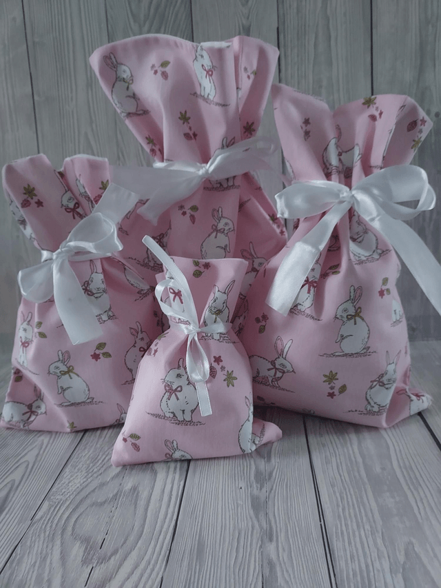 Baby Pink Easter Bags Cotton Reusable Gift Bags, Party Bags, Gift Bags, Easter Bunny New Born Baby, Mothers Day Gift, Easter Eggs fully lined