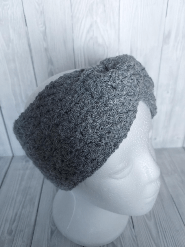 Grey Crochet Ear Warmer, Earwarmers, Crochet Headband, Knit Headband, Adult Earwarmer Size Medium Adult