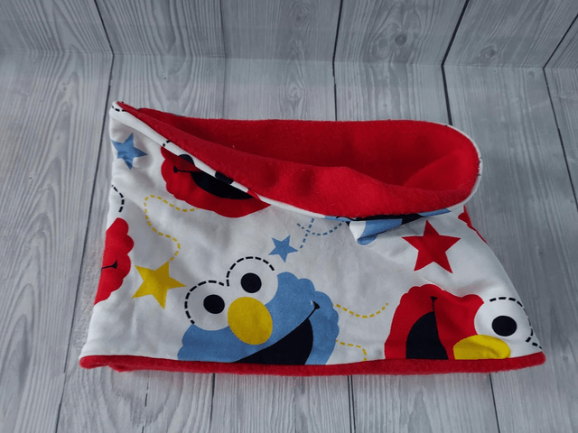 Elmo Neck Warmer, Snood with Red Fleece,