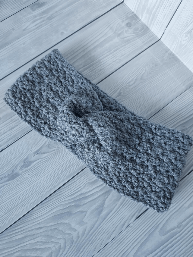 Grey Crochet Ear Warmer, Earwarmers, Crochet Headband, Knit Headband, Adult Earwarmer Size Medium Adult