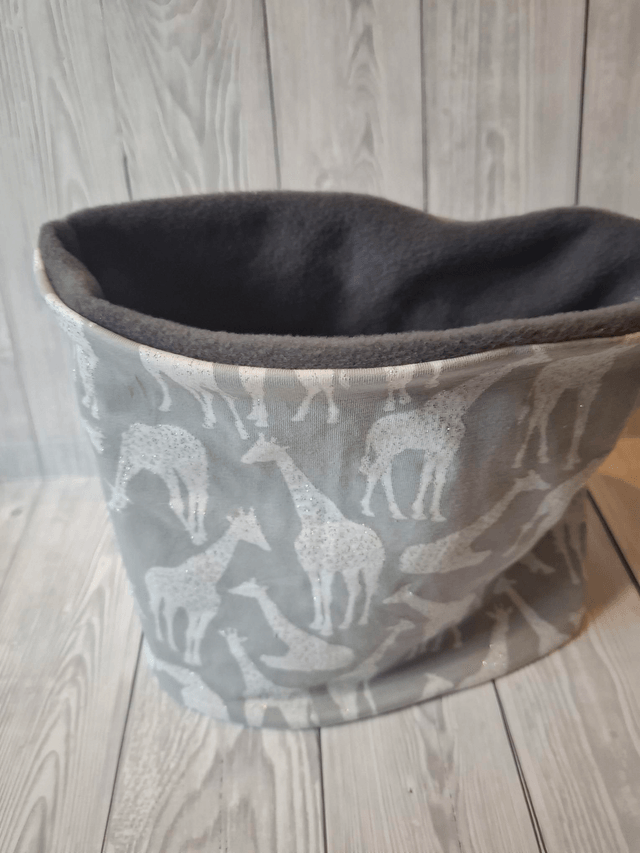 Giraffe Neck Warmer, Snood with Dark Grey Fleece, 