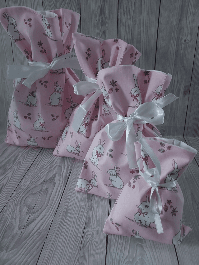 Baby Pink Easter Bags Cotton Reusable Gift Bags, Party Bags, Gift Bags, Easter Bunny New Born Baby, Mothers Day Gift, Easter Eggs fully lined
