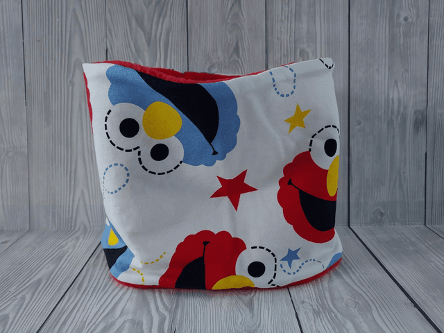 Elmo Neck Warmer, Snood with Red Fleece,