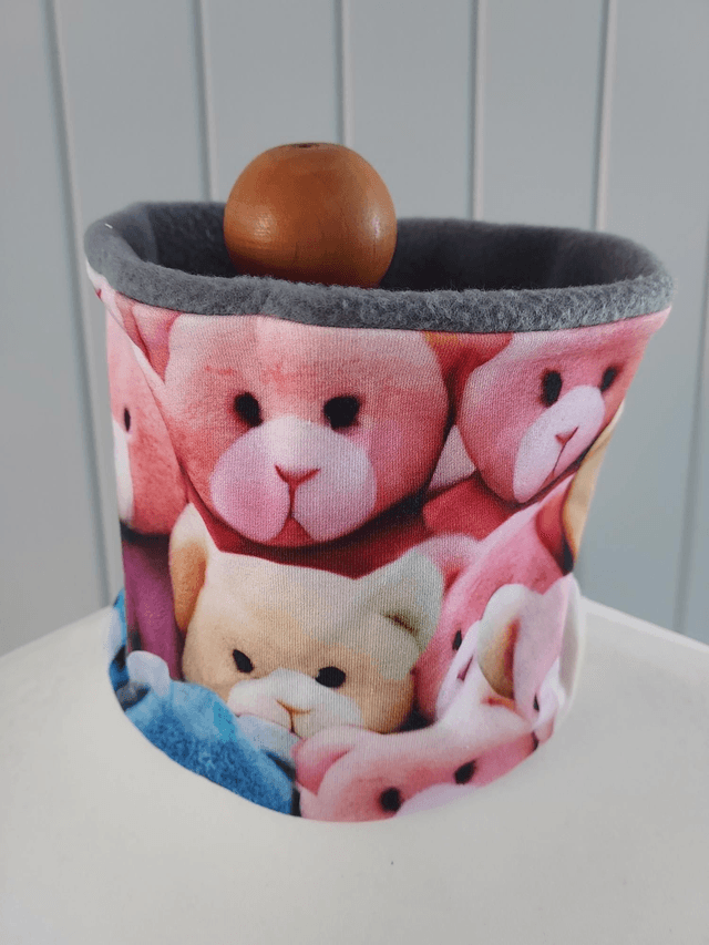 Bears Neck Warmer, Snood with Grey Fleece,