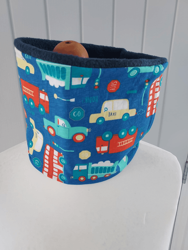 Vehicles Neck Warmer, Snood with Navy Blue Fleece,