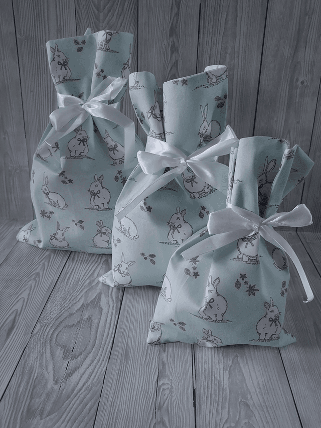 Baby Green Easter Bags Cotton Reusable Gift Bags, Party Bags, Gift Bags, Easter Bunny New Born Baby, Mothers Day Gift, Easter Eggs fully lined